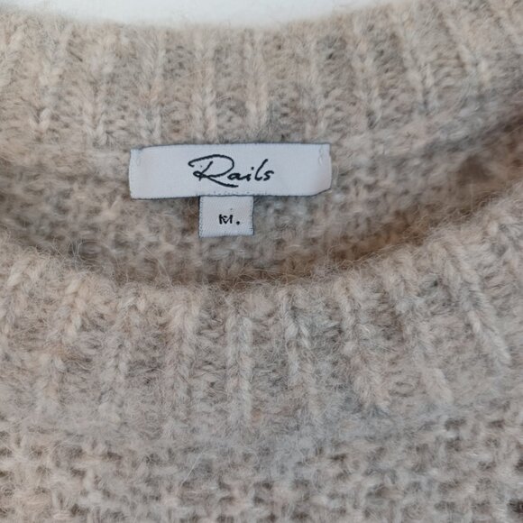 Rails Sweater Mara Teddy Crew Neck Pullover Alpaca Wool Blend Pointelle Knit Med - Picture 6 of 10